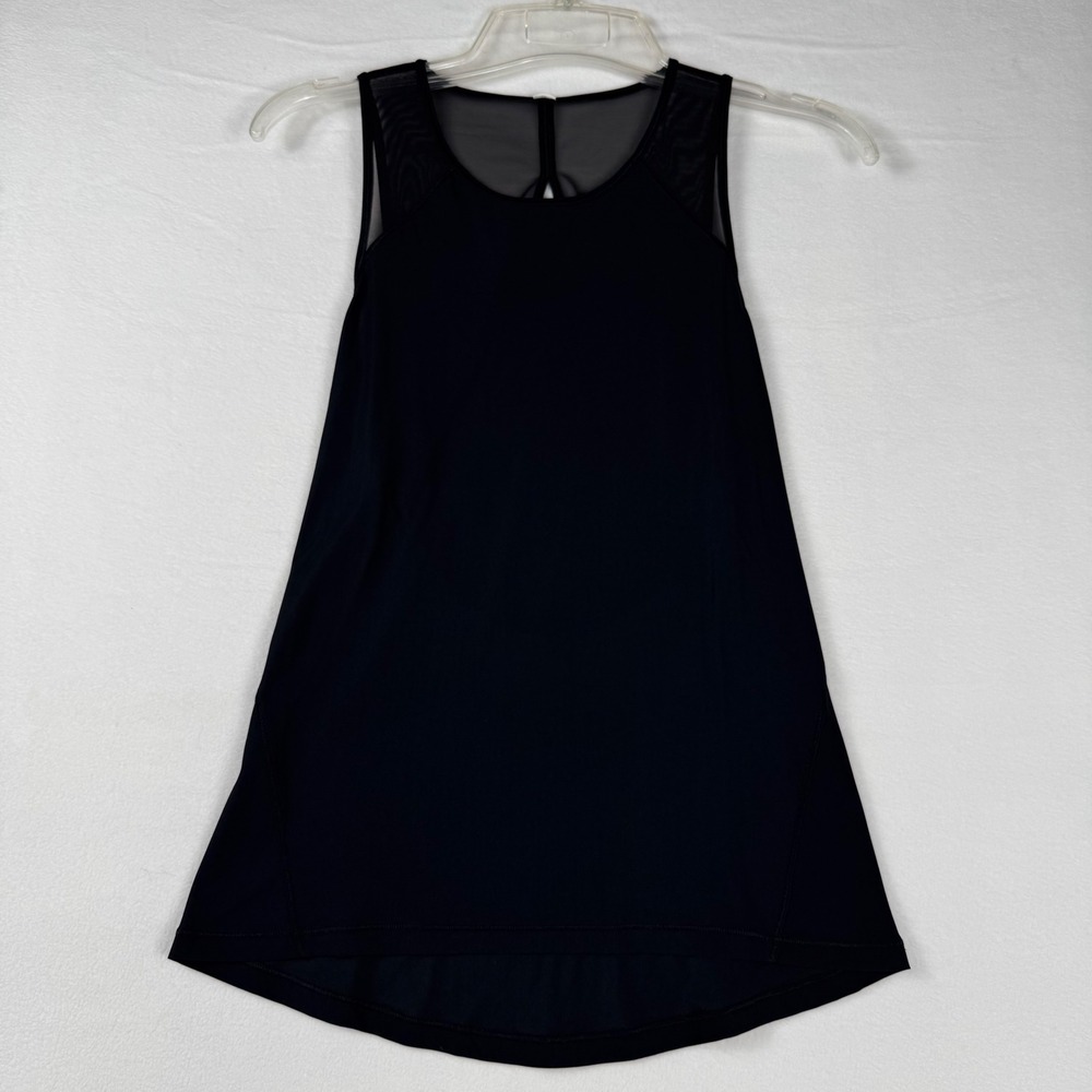 Lululemon Mesh Panel Tank Top 4 Black Athleisure Open Back Yoga Shirt